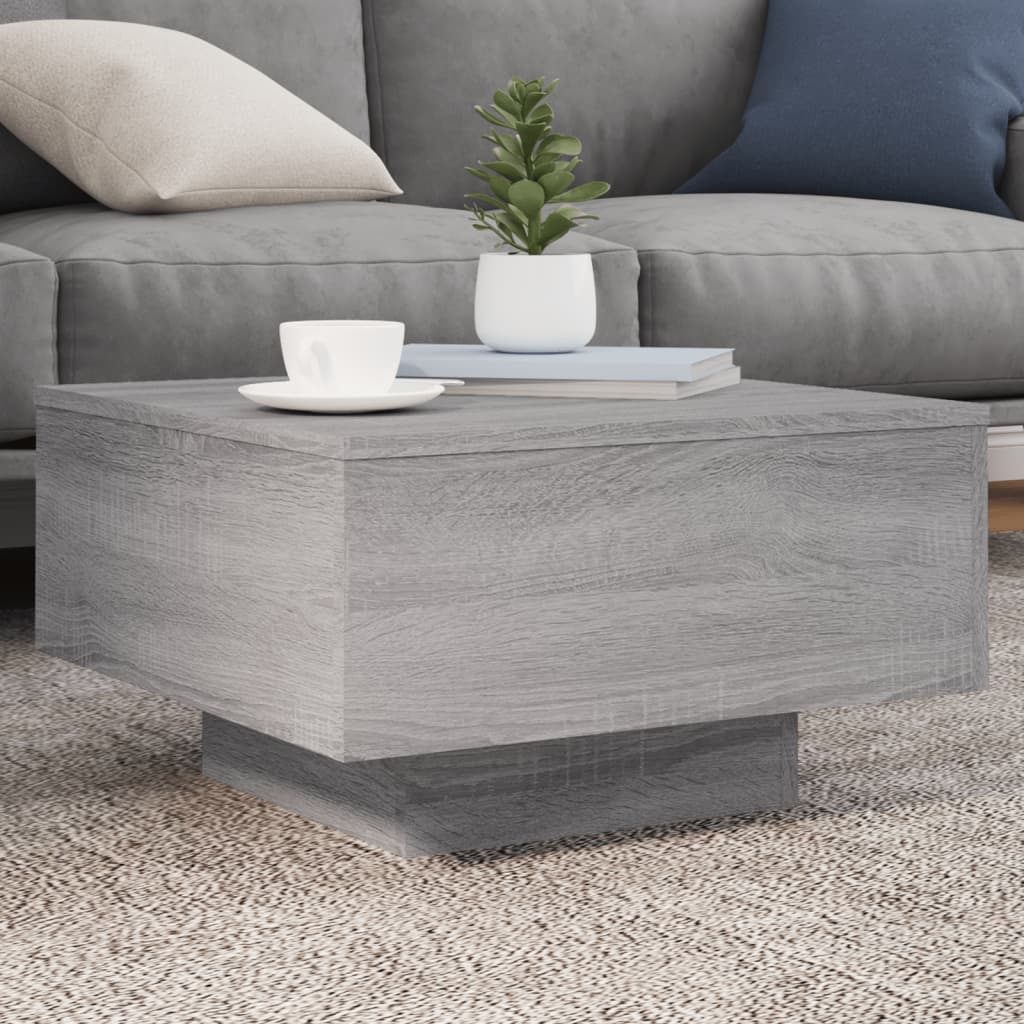 JUNG Vida Couchtisch mit LED-Leuchten Grau Sonoma 55x55x31 cm