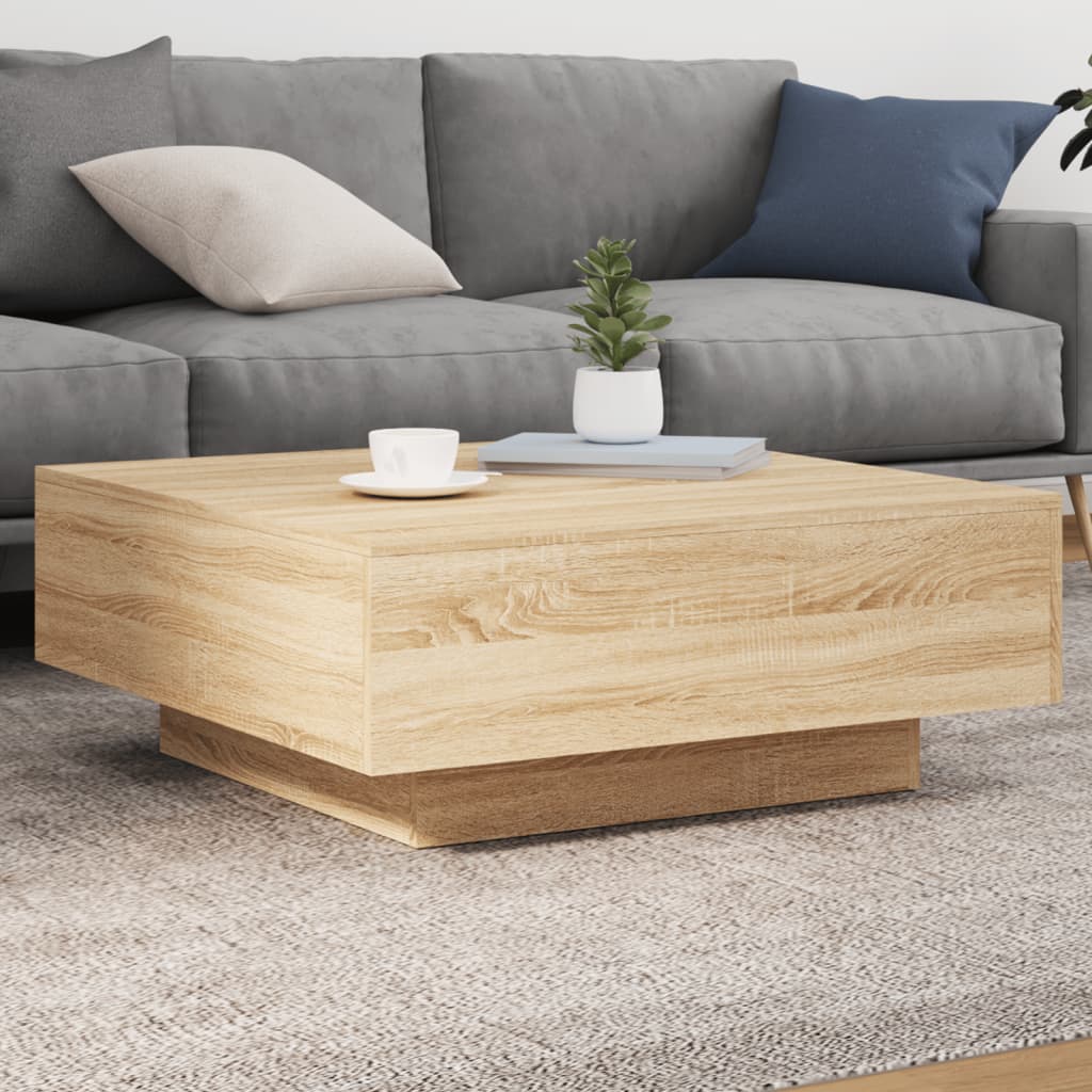 JUNG Vida Couchtisch mit LED-Leuchten Sonoma-Eiche 80x80x31 cm