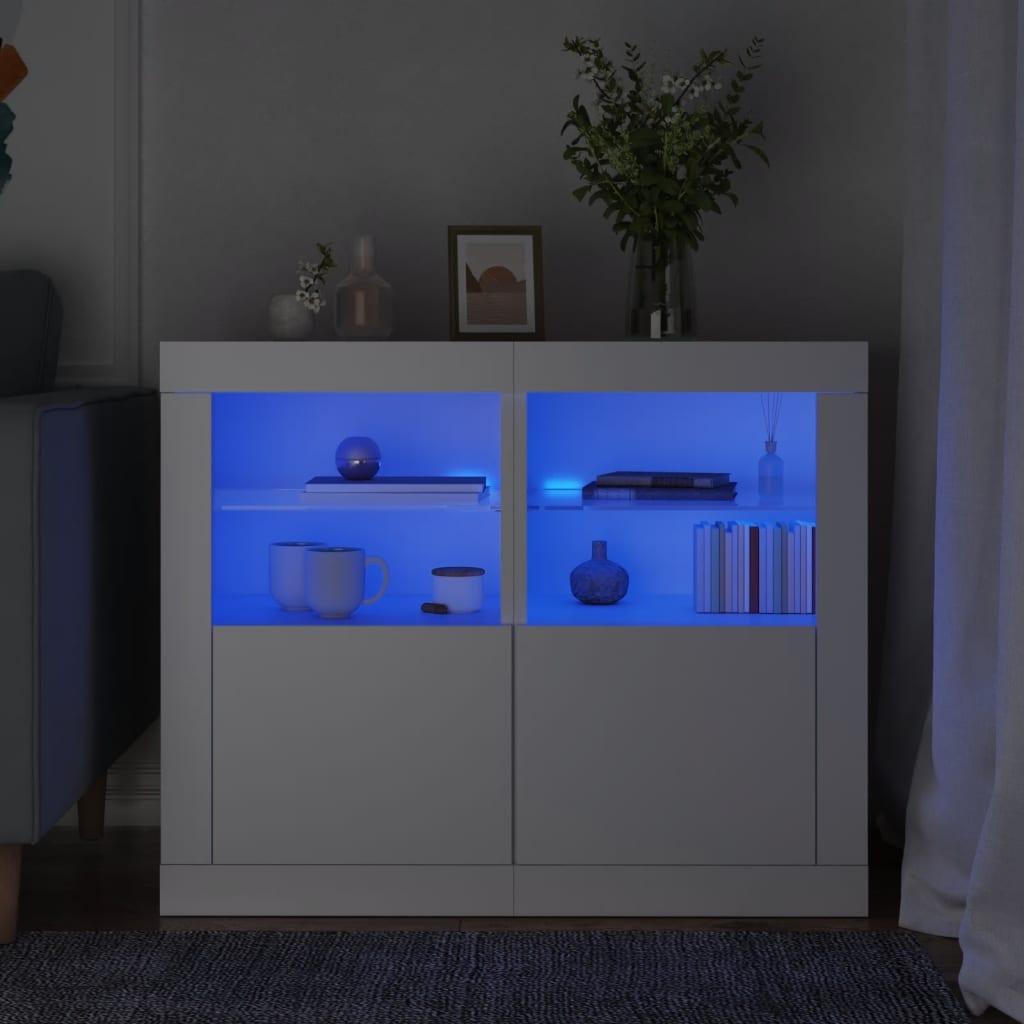 JUNG Vida Beistellschränke mit LED-Leuchten 2 Stk. Weiß Holzwerkstoff