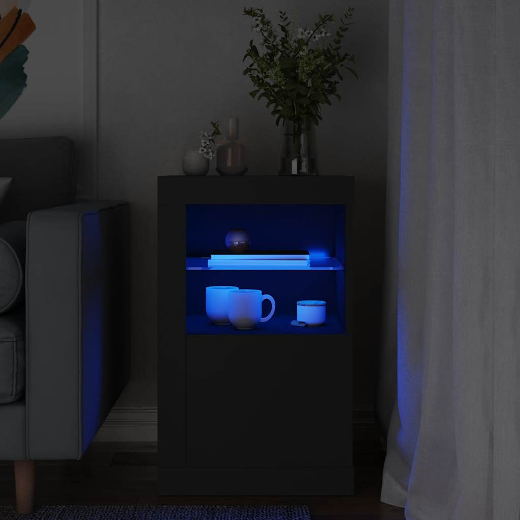 JUNG Vida Beistellschrank mit LED-Leuchten Schwarz Holzwerkstoff