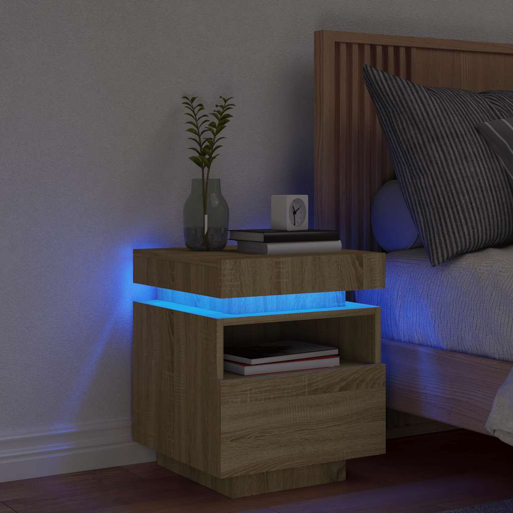 JUNG Vida Nachttisch mit LED-Leuchten Sonoma-Eiche 40x39x48,5 cm