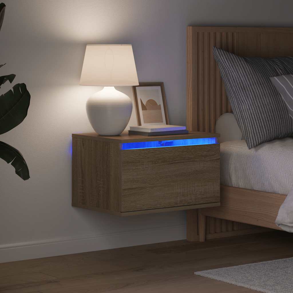 JUNG Vida Wand-Nachttische mit LED-Leuchten 2 Stk. Sonoma-Eiche