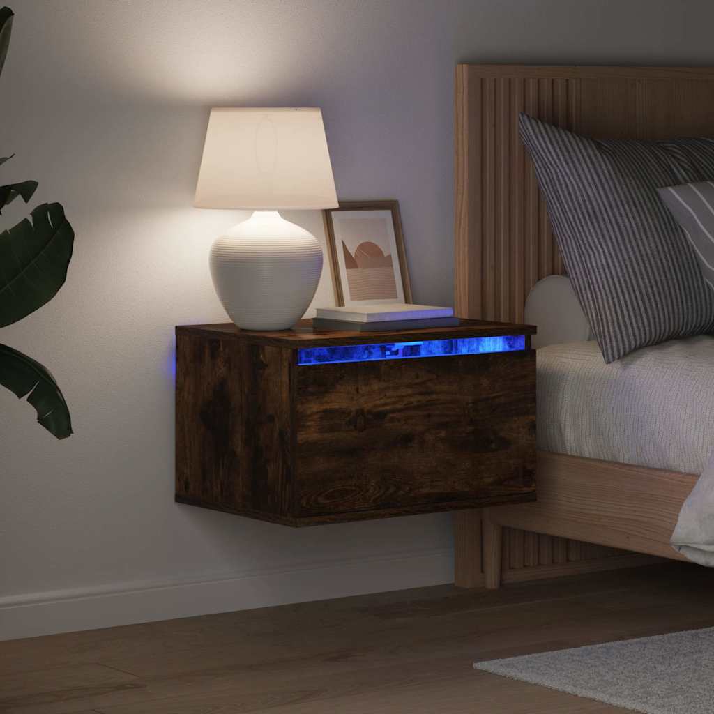 JUNG Vida Wand-Nachttische mit LED-Leuchten 2 Stk. Räuchereiche
