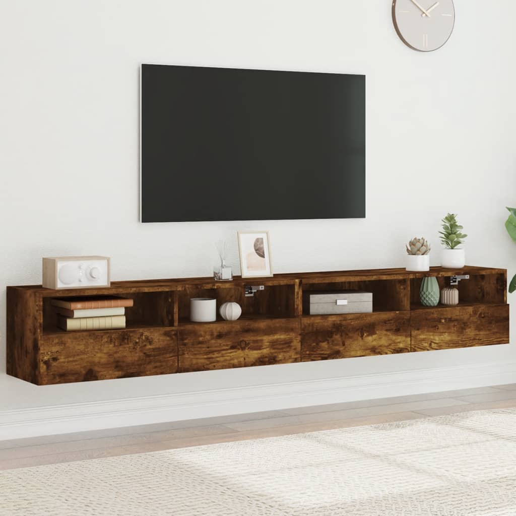 JUNG Vida TV-Wandschränke 2 Stk. Räuchereiche 100x30x30 cm Holzwerkstoff