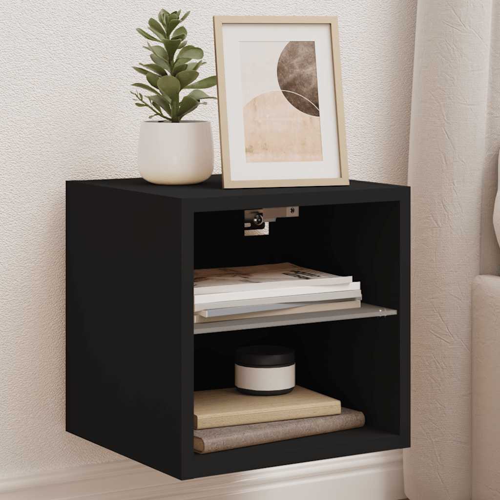 JUNG Vida TV-Wandschrank mit LED-Leuchten Schwarz 30x28,5x30 cm