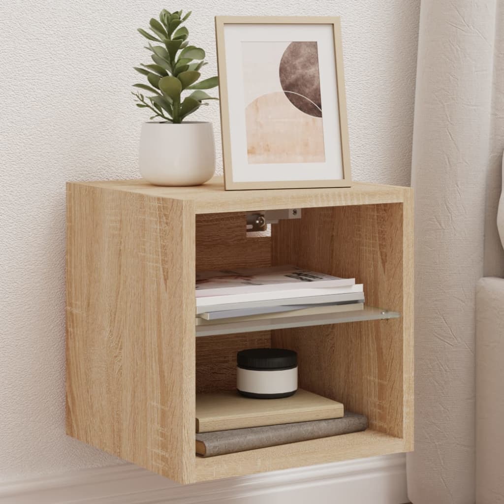 JUNG Vida TV-Wandschrank mit LED-Leuchten Sonoma-Eiche 30x28,5x30 cm