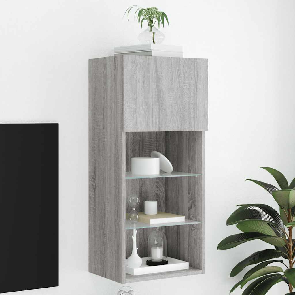 JUNG Vida TV-Schrank mit LED-Leuchten Grau Sonoma 40,5x30x90 cm