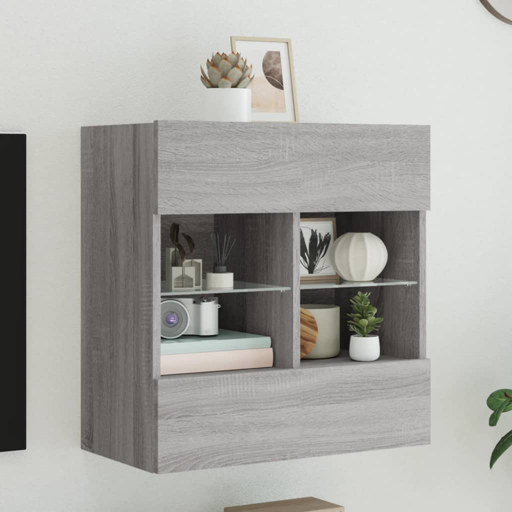 JUNG Vida TV-Wandschrank mit LED-Leuchten Grau Sonoma 58,5x30x60,5 cm