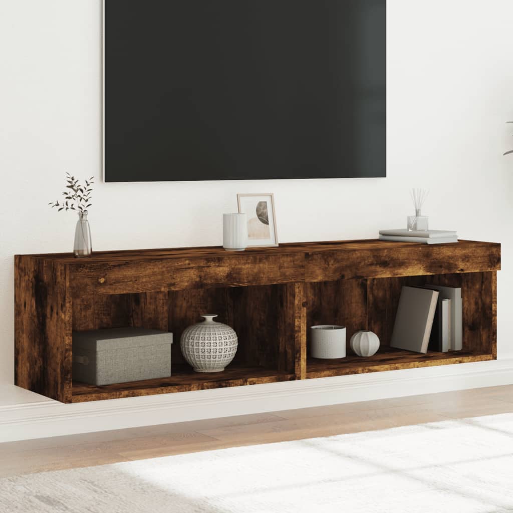 JUNG Vida TV-Schränke mit LED-Leuchten 2 Stk. Räuchereiche 60x30x30 cm