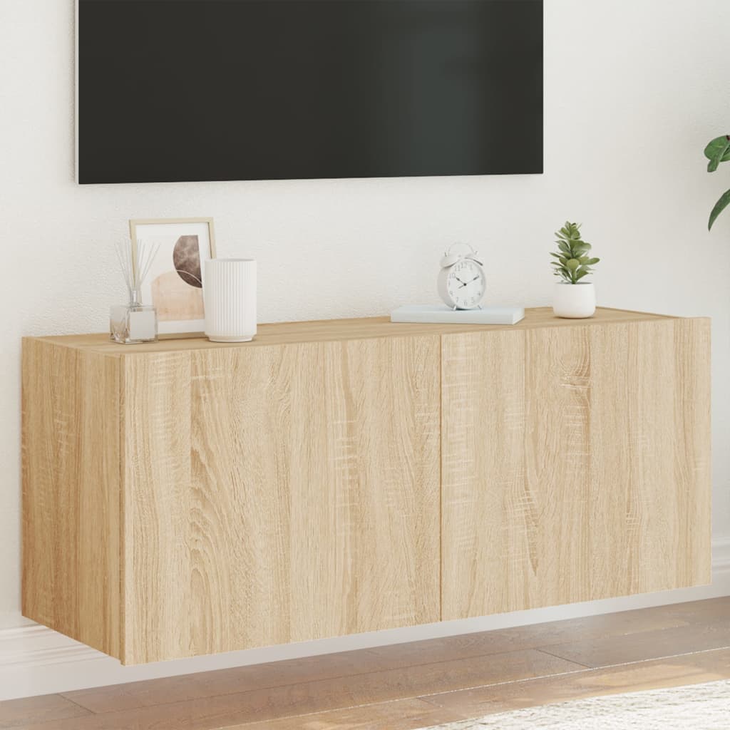 JUNG Vida TV-Wandschrank mit LED-Leuchten Sonoma-Eiche 100x35x41 cm
