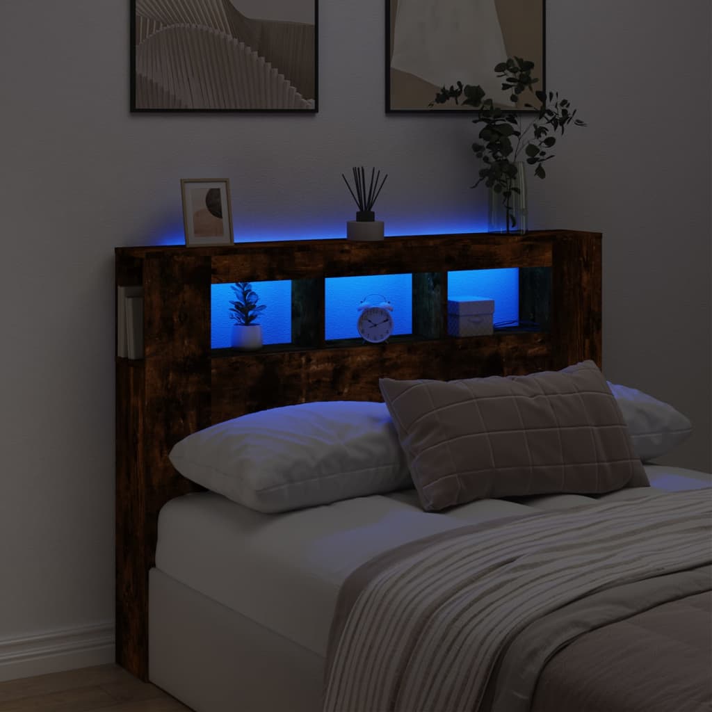 JUNG Vida LED-Kopfteil Räuchereiche 140x18,5x103,5 cm Holzwerkstoff