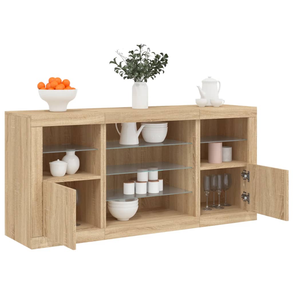 JUNG Vida Sideboard mit LED-Leuchten Sonoma-Eiche 142,5x37x67 cm