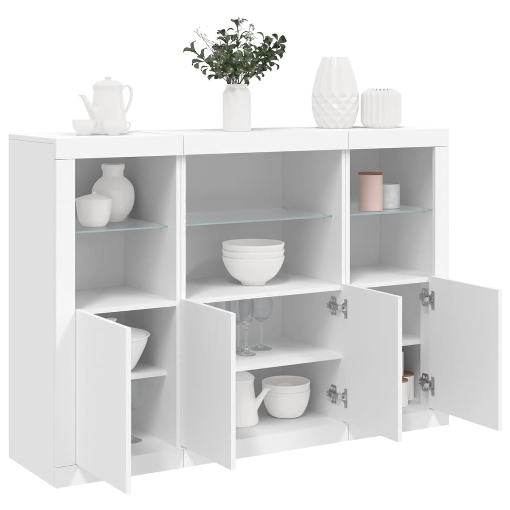 JUNG Vida Sideboards mit LED-Leuchten 3 Stk. Weiß Holzwerkstoff
