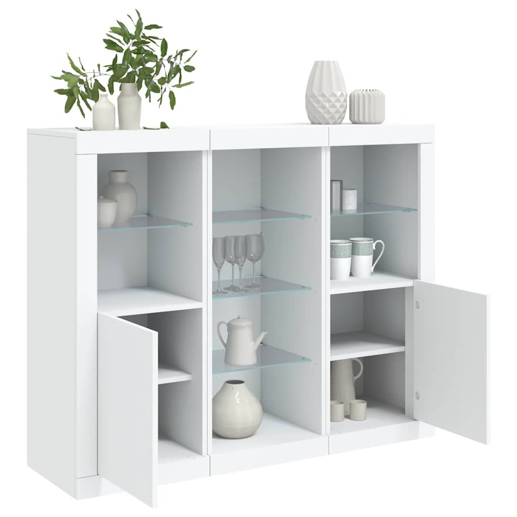 JUNG Vida Sideboards mit LED-Leuchten 3 Stk. Weiß Holzwerkstoff