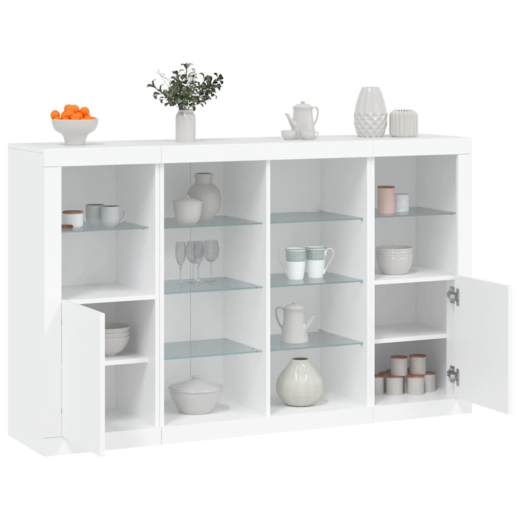 JUNG Vida Sideboards mit LED-Leuchten 3 Stk. Weiß Holzwerkstoff