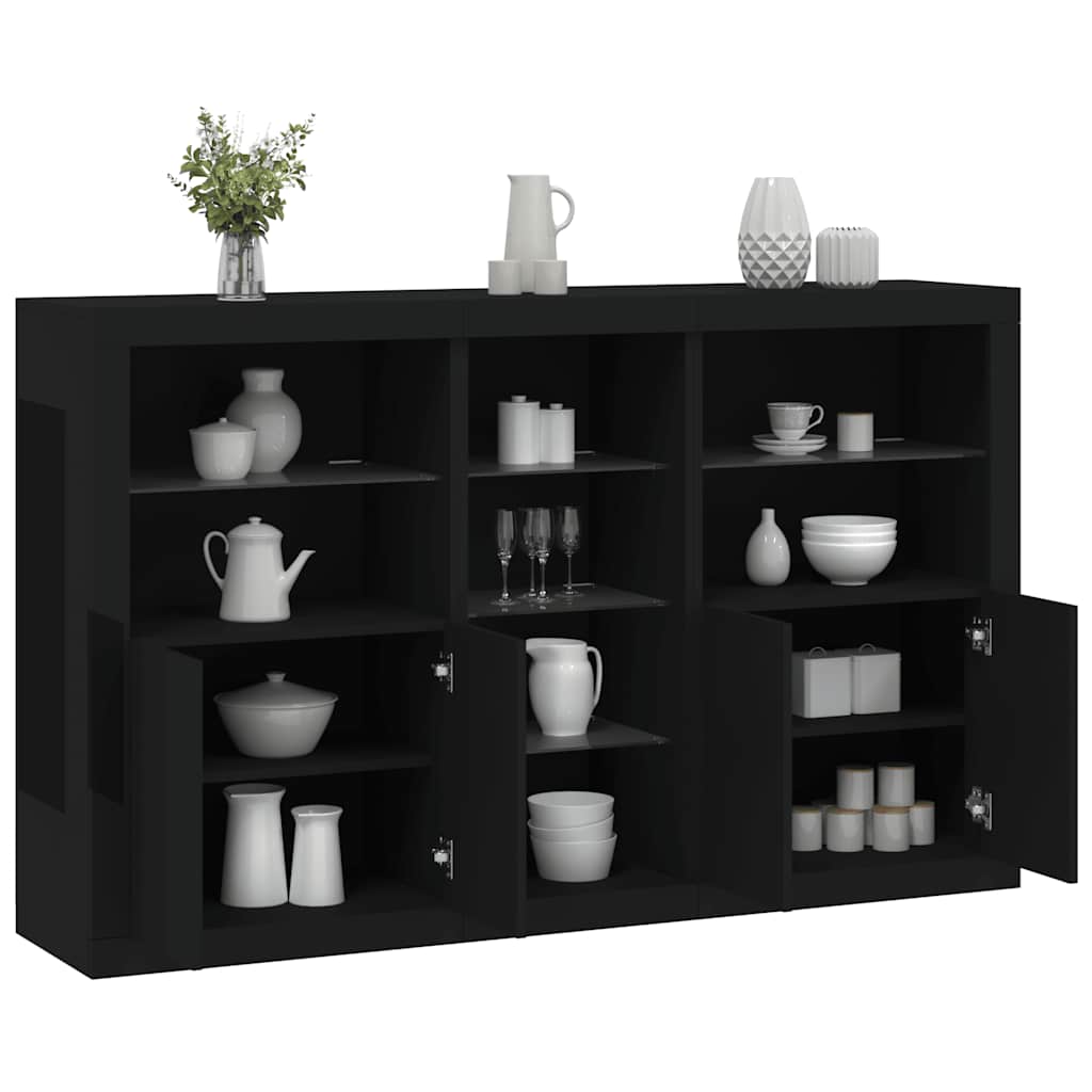 JUNG Vida Sideboard mit LED-Leuchten Schwarz 162x37x100 cm