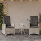 JUNG Vida Gartensessel mit Kissen 2 Stk. Verstellbar Hellgrau Poly Rattan