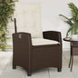 JUNG Vida Gartensessel Verstellbar mit Kissen Braun Poly Rattan