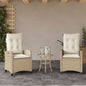 JUNG Vida Gartensessel mit Kissen 2 Stk. Verstellbar Beige Poly Rattan