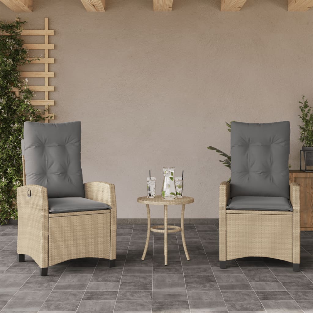 JUNG Vida Gartensessel Kissen 2Stk. Verstellbar Beigemischung Poly Rattan