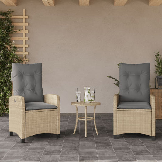 JUNG Vida Gartensessel Kissen 2Stk. Verstellbar Beigemischung Poly Rattan