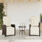 JUNG Vida Gartensessel mit Fußteil 2 Stk. Verstellbar Braun Poly Rattan