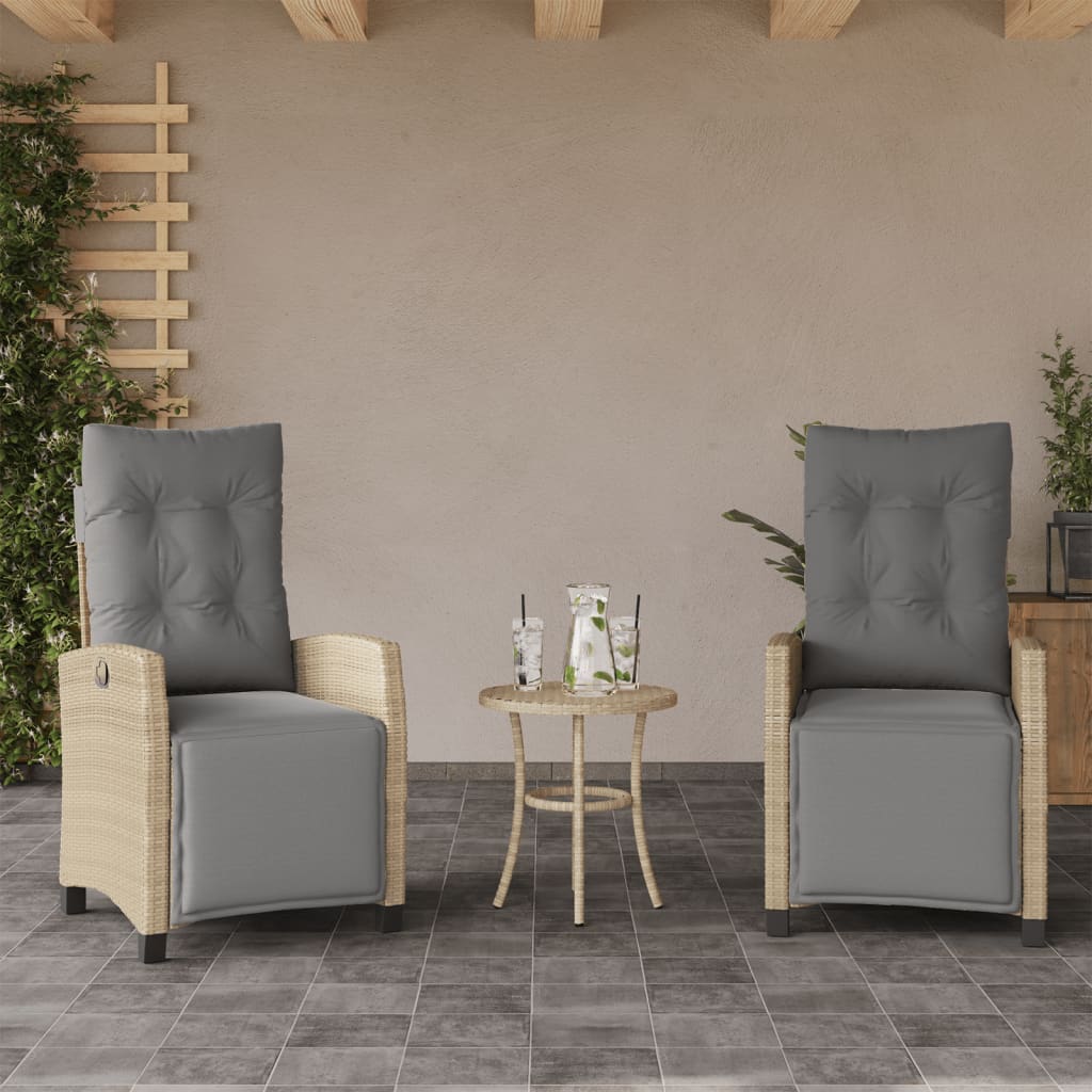 JUNG Vida Gartensessel mit Fußteil 2 Stk. Verstellbar Poly Rattan