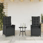 JUNG Vida Gartensessel mit Fußteil 2 Stk. Verstellbar Schwarz Poly Rattan