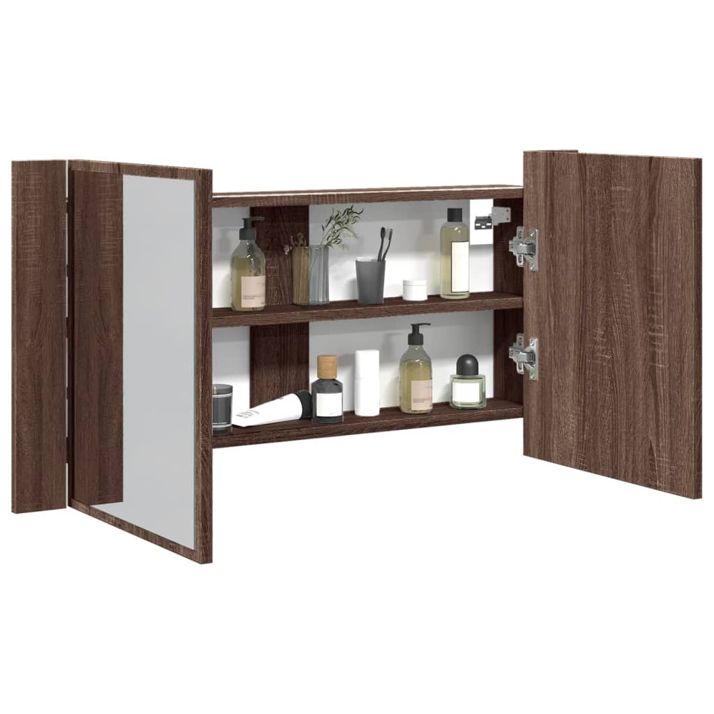 JUNG Vida LED-Spiegelschrank Braun Eichen-Optik 90x12x45 cm Acryl
