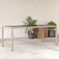 JUNG Vida Gartentisch mit Glasplatte Beige 190x90x75 cm Poly Rattan