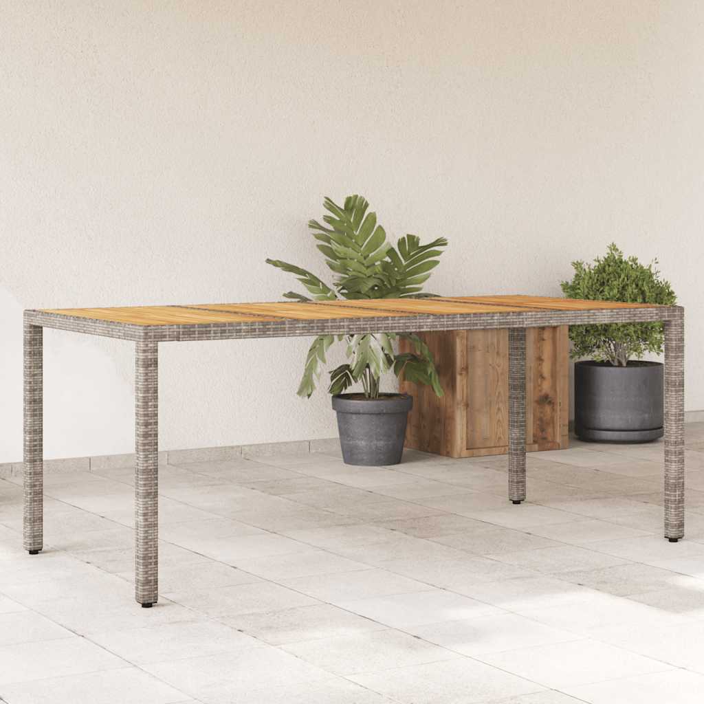 JUNG Vida Gartentisch mit Akazienholz-Platte Grau 190x90x75cm Poly Rattan