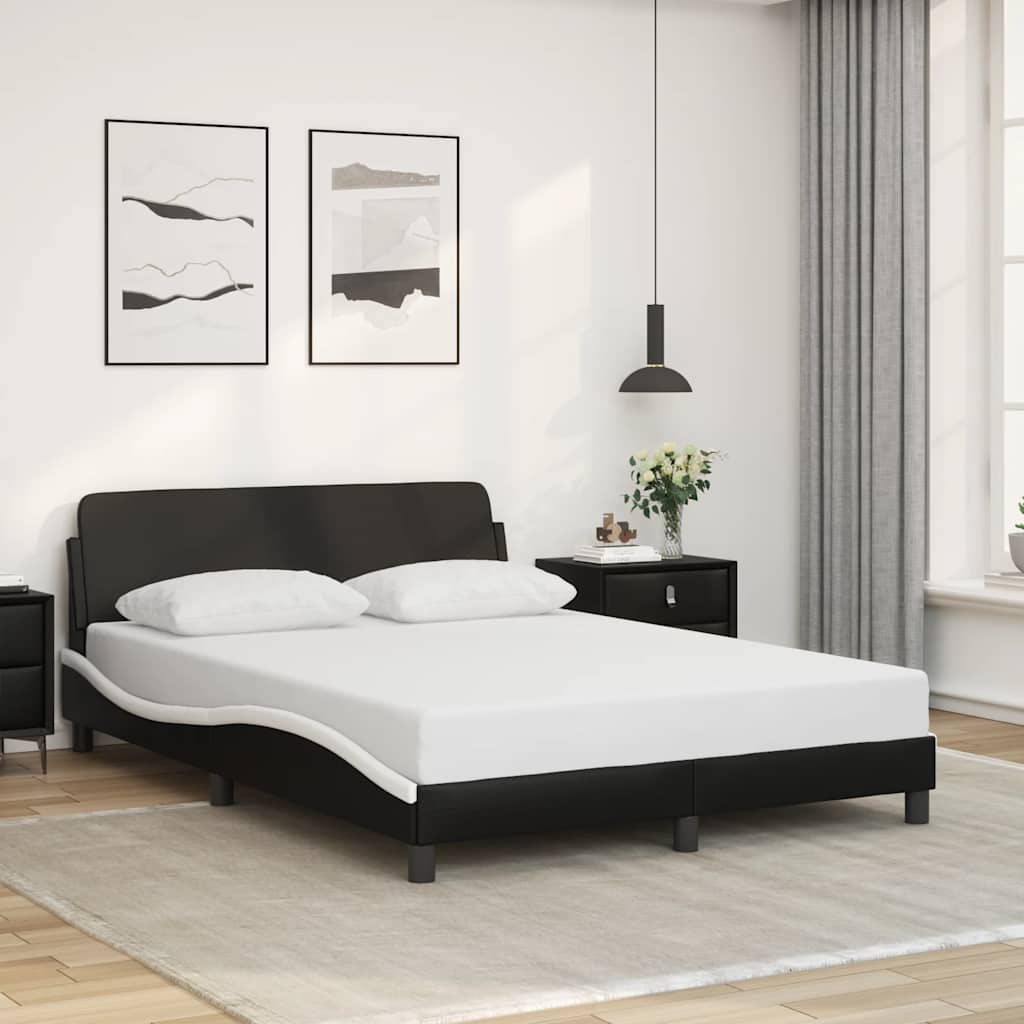 JUNG Vida Bettgestell "Dover" Schwarz und Weiß 140x200 cm Kunstleder