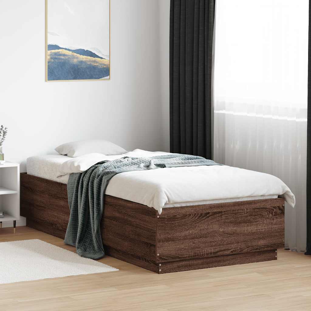 JUNG Vida Bettgestell Braun Eichen-Optik 100x200 cm Holzwerkstoff