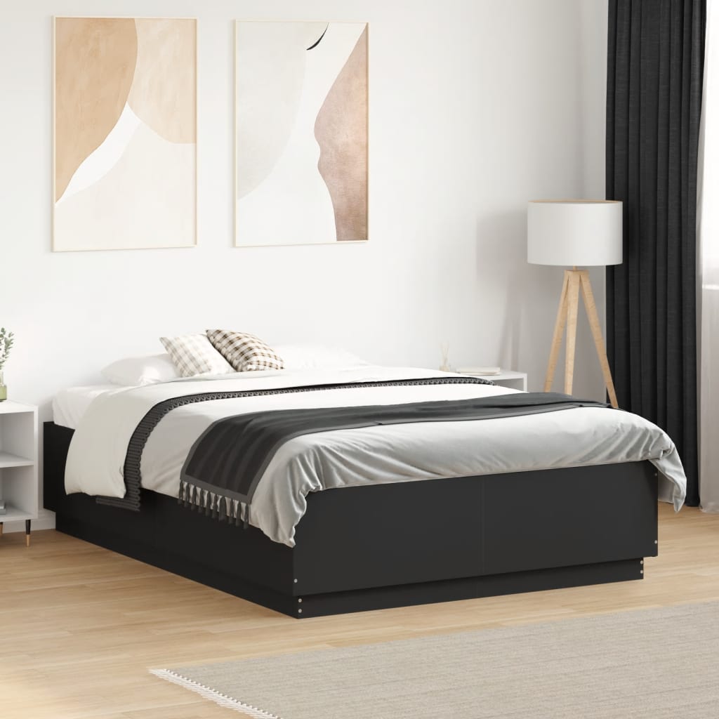 JUNG Vida Bettgestell Schwarz 140x190 cm Holzwerkstoff