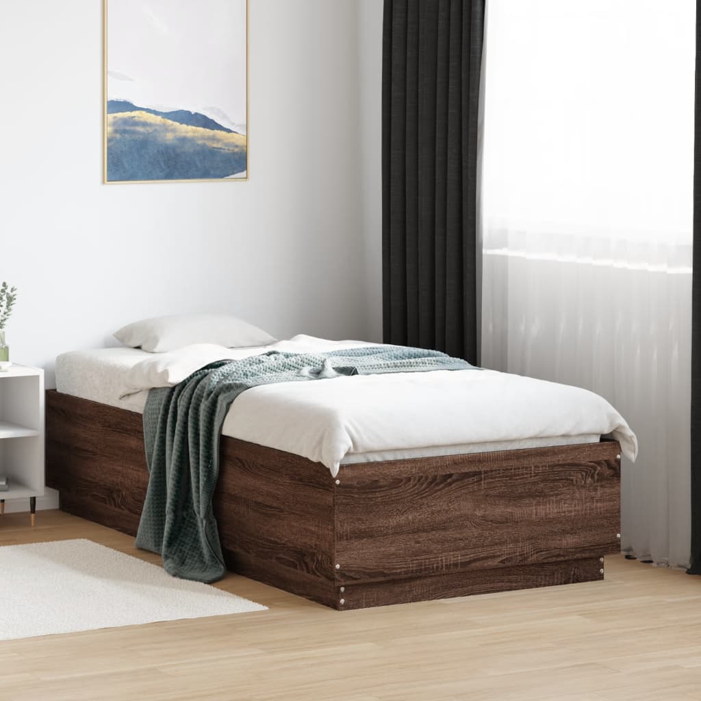 JUNG Vida Bettgestell Braun Eichen-Optik 90x190 cm Holzwerkstoff