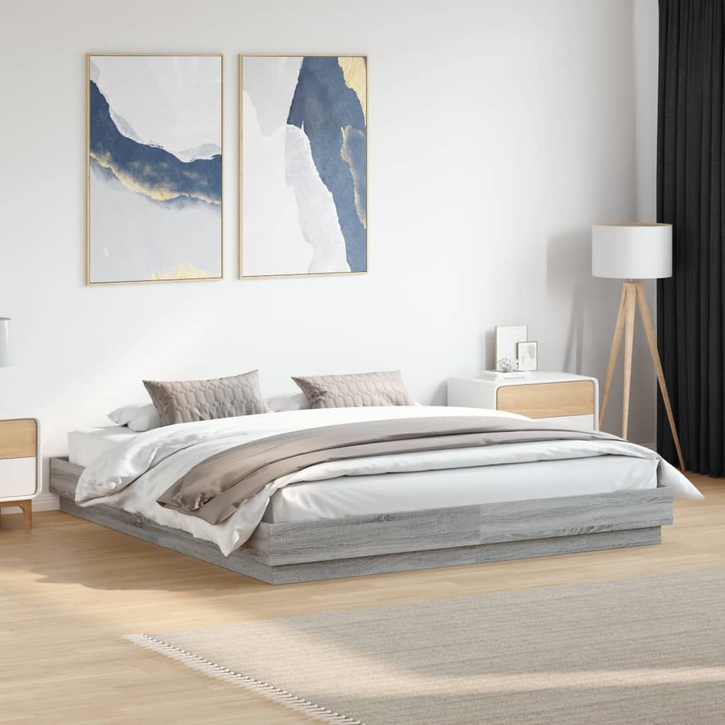 JUNG Vida Bettgestell mit LED Grau Sonoma 200x200 cm
