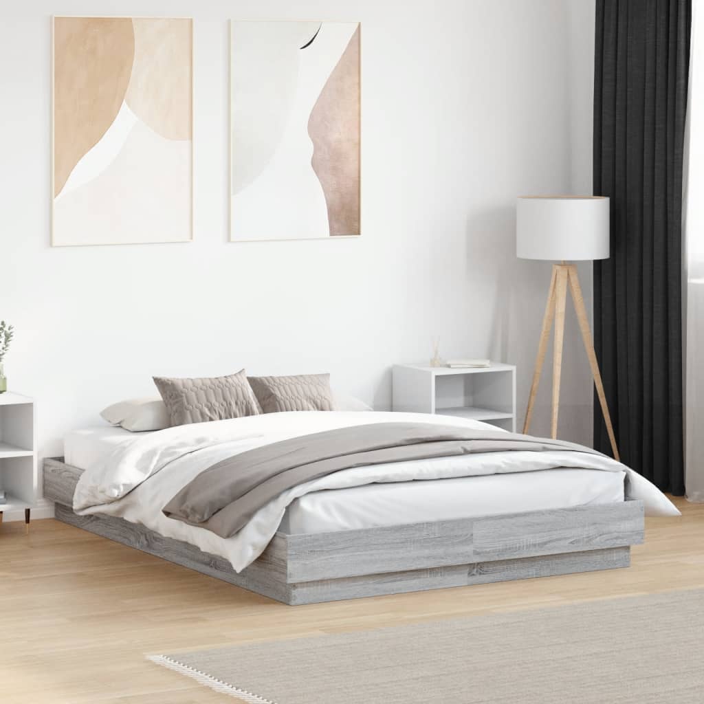 JUNG Vida Bettgestell Grau Sonoma 140x190 cm Holzwerkstoff