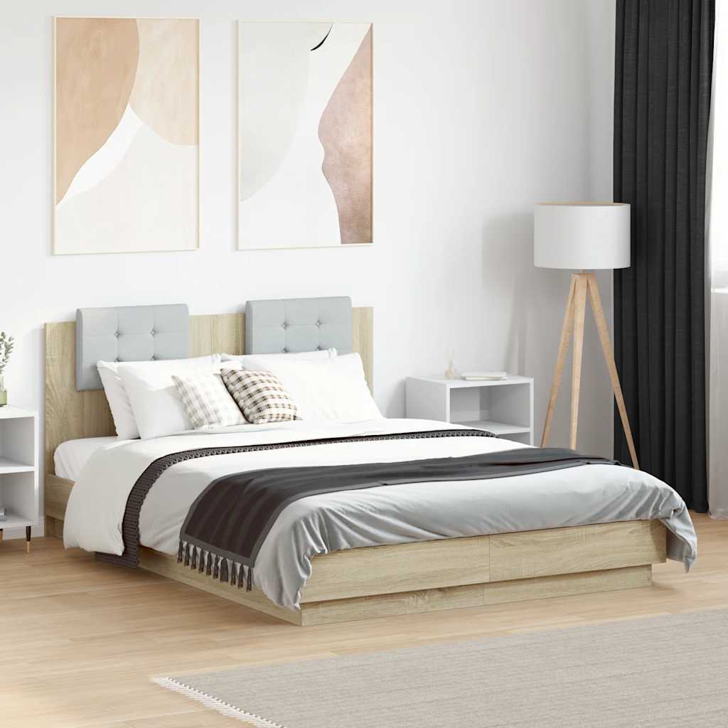 JUNG Vida Bettgestell mit Kopfteil Sonoma-Eiche 140x190 cm Holzwerkstoff