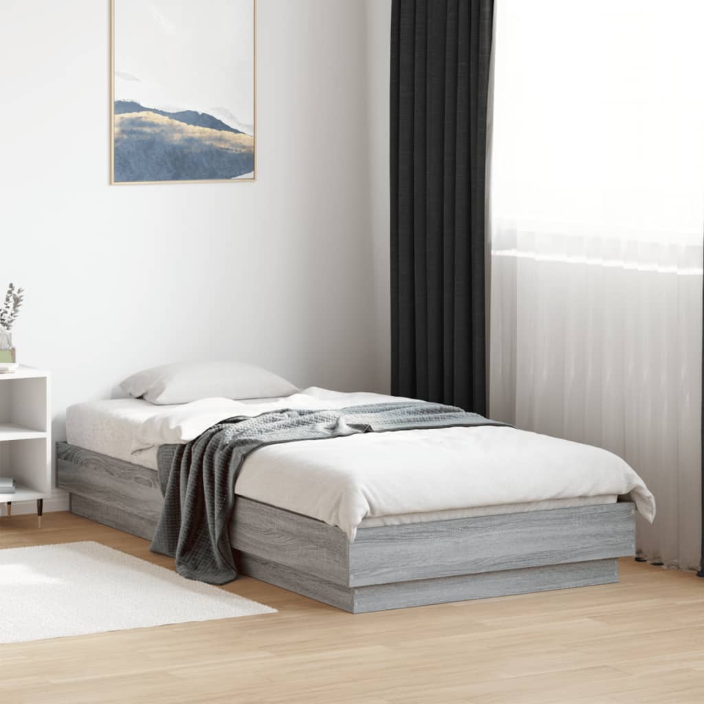 JUNG Vida Bettgestell Grau Sonoma 75x190 cm Holzwerkstoff