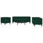 JUNG Vida 3-tlg. Chesterfield-Sofa-Set mit Nackenrollen Dunkelgrün Samt