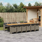 JUNG Vida 13-tlg. Garten-Essgruppe mit Kissen Grau Poly Rattan