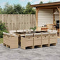 JUNG Vida 13-tlg. Garten-Essgruppe mit Kissen Beige Poly Rattan