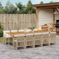 JUNG Vida 11-tlg. Garten-Essgruppe mit Kissen Beige Poly Rattan
