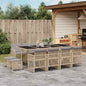 JUNG Vida 13-tlg. Garten-Essgruppe mit Kissen Beige Poly Rattan