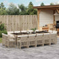 JUNG Vida 15-tlg. Garten-Essgruppe mit Kissen Beige Poly Rattan