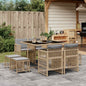 JUNG Vida 9-tlg. Garten-Essgruppe mit Kissen Beigemischung Poly Rattan