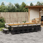 JUNG Vida 17-tlg. Garten-Essgruppe mit Kissen Schwarz Poly Rattan