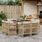 JUNG Vida 9-tlg. Garten-Essgruppe mit Kissen Beige Poly Rattan