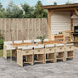 JUNG Vida 11-tlg. Garten-Essgruppe mit Kissen Beige Poly Rattan