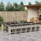 JUNG Vida 13-tlg. Garten-Essgruppe mit Kissen Hellgrau Poly Rattan